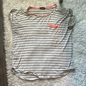 Striped Women's Top with Coral Accents